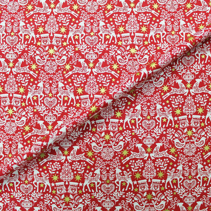 Christmas Cotton - Red - Delicate Scandi Stags
