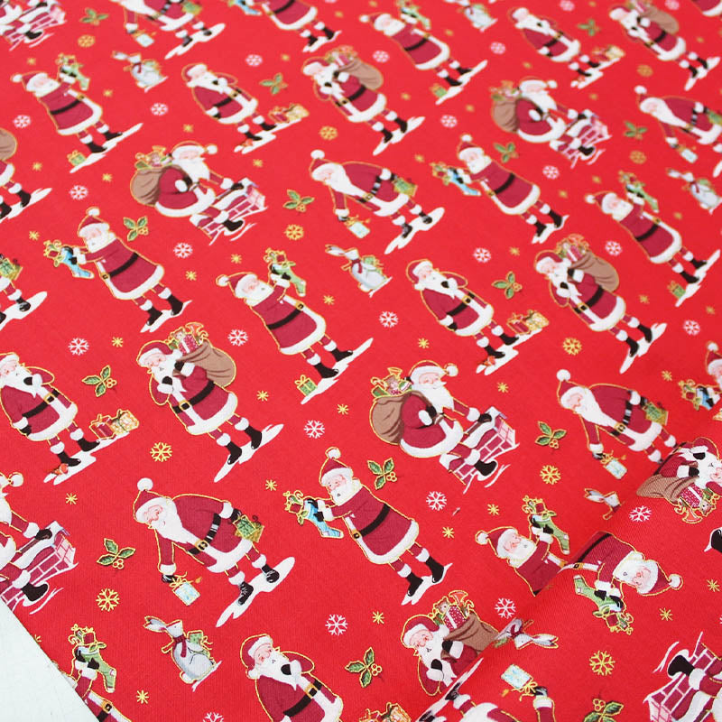 Red Cotton Father Christmas Fabric 