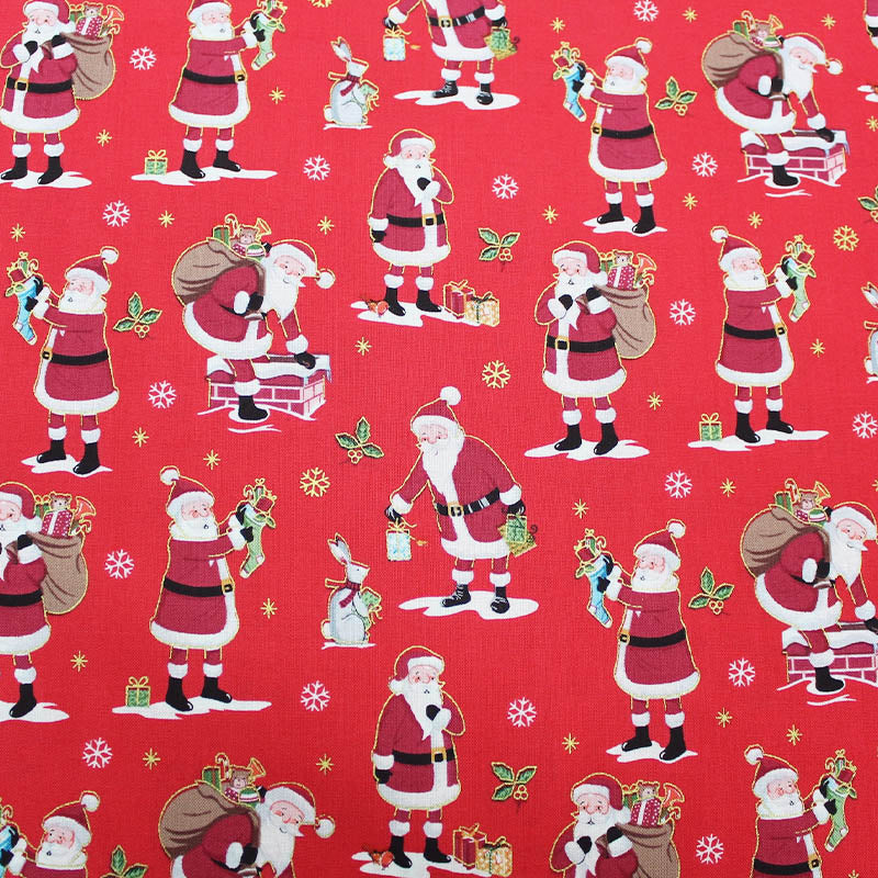 Christmas Cotton - Red - Busy Father Christmas
