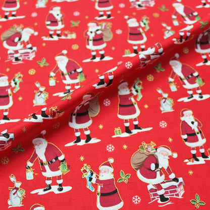 Christmas Cotton - Red - Busy Father Christmas
