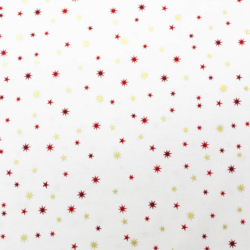 Star Print White Cotton Christmas Fabric Fabrics Galore