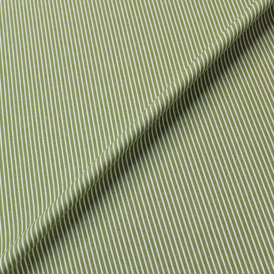 Dressmaking Cotton Denim Hickory Stripe - Green and White