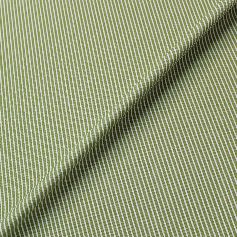 Green Cotton Denim Fabric | Hickory Stripe | Green and White – Fabrics ...