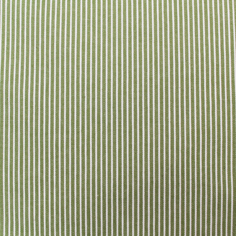 Dressmaking Cotton Denim Hickory Stripe - Green and White