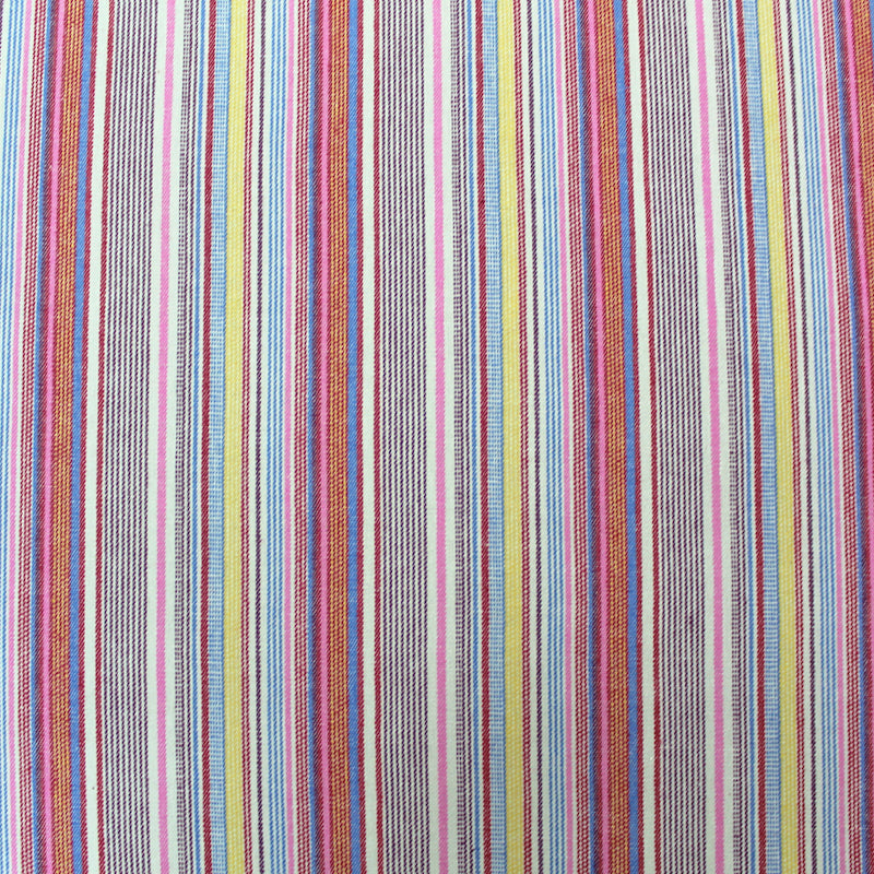 Dressmaking Cotton Denim Hickory Stripe - Pink Multi Coloured
