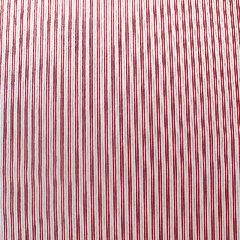 Red Striped Cotton Seersucker Fabric