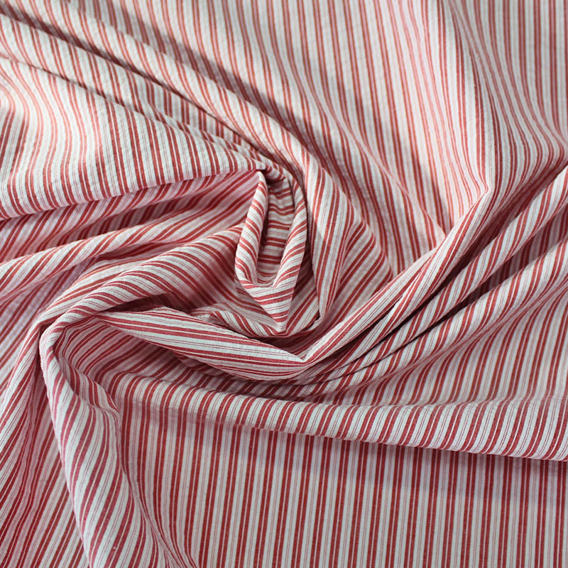 Cotton Dressmaking Seersucker Multi Stripe - Red