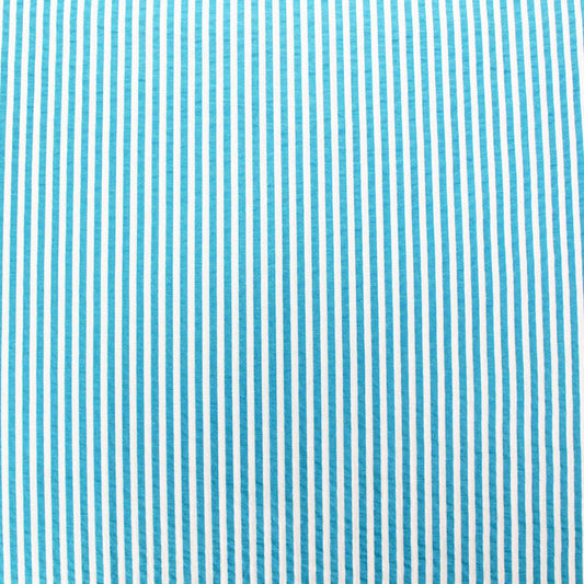 Aqua blue striped 100% cotton seersucker fabric
