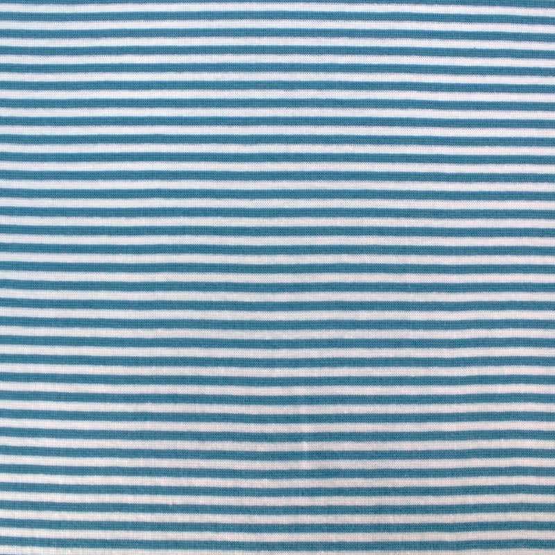 Cotton Rich Striped Ribbing - Pretty Blue and White