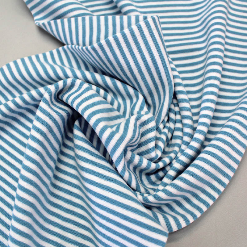 Striped Ribbing Fabric - Blue and White
