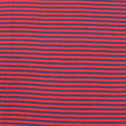 Cotton Rich Striped Ribbing - Red and Navy Blue