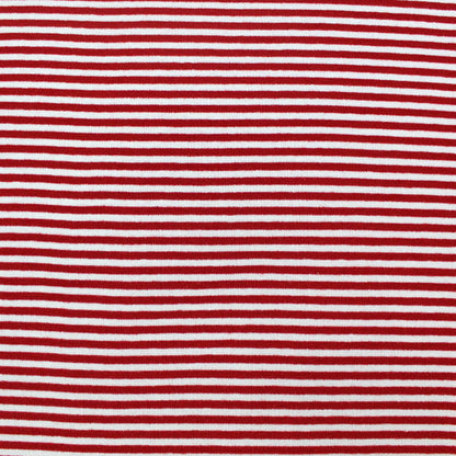 Cotton Rich Striped Ribbing - Red and White