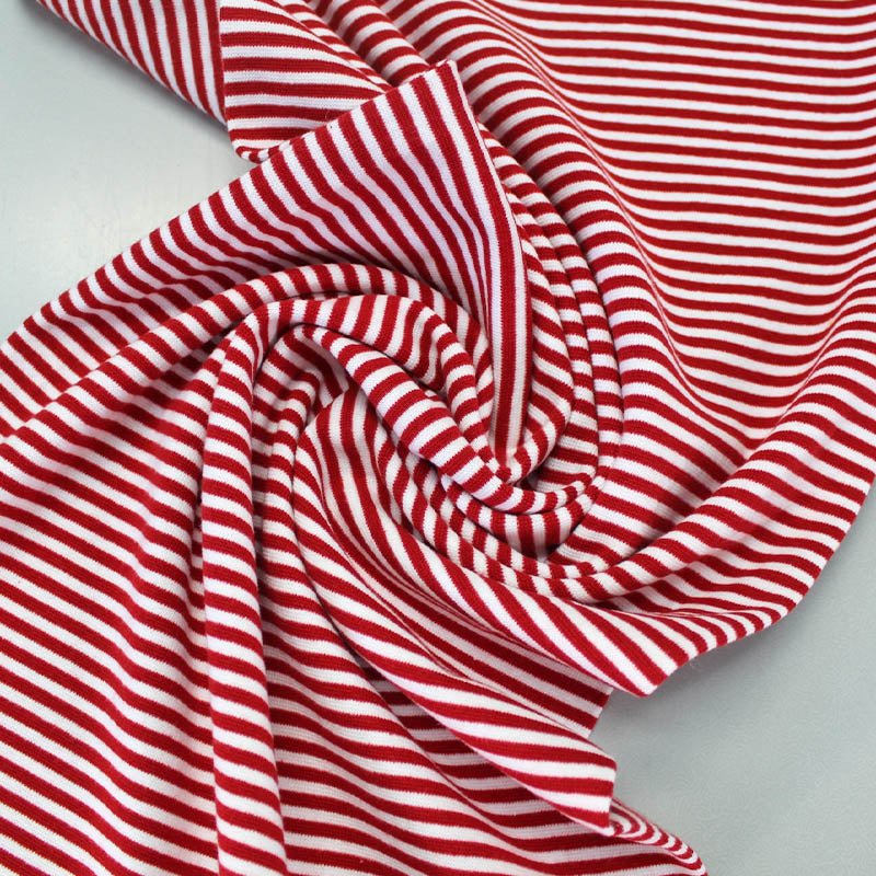 Cotton Rich Striped Ribbing - Red and White