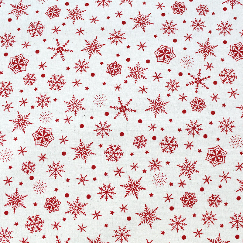 Cream Christmas Cotton - Falling Snowflakes