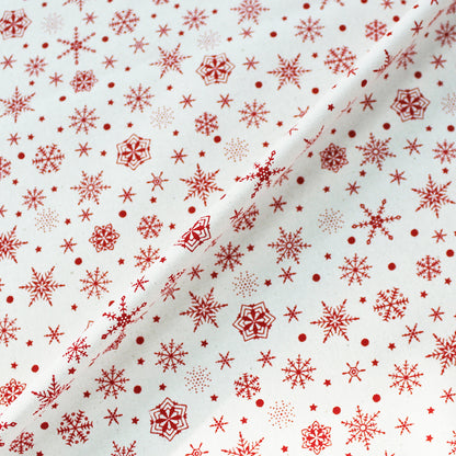 Cream Christmas Cotton - Falling Snowflakes