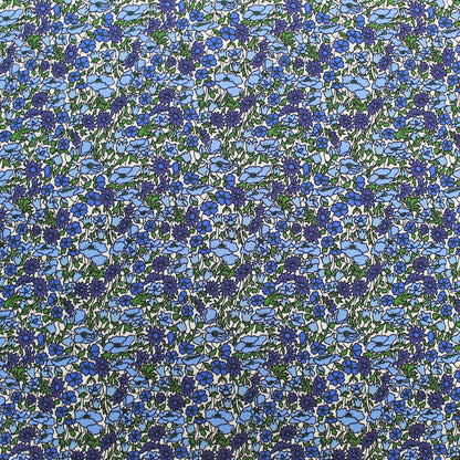 DRESSMAKING FLORAL COTTON LAWN - PRUNE AND BLOSSOM - Blues