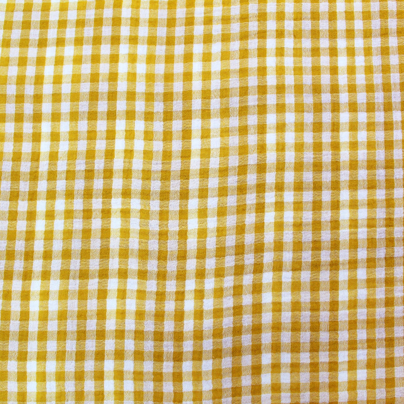 Yellow Gingham Double Gauze Fabric