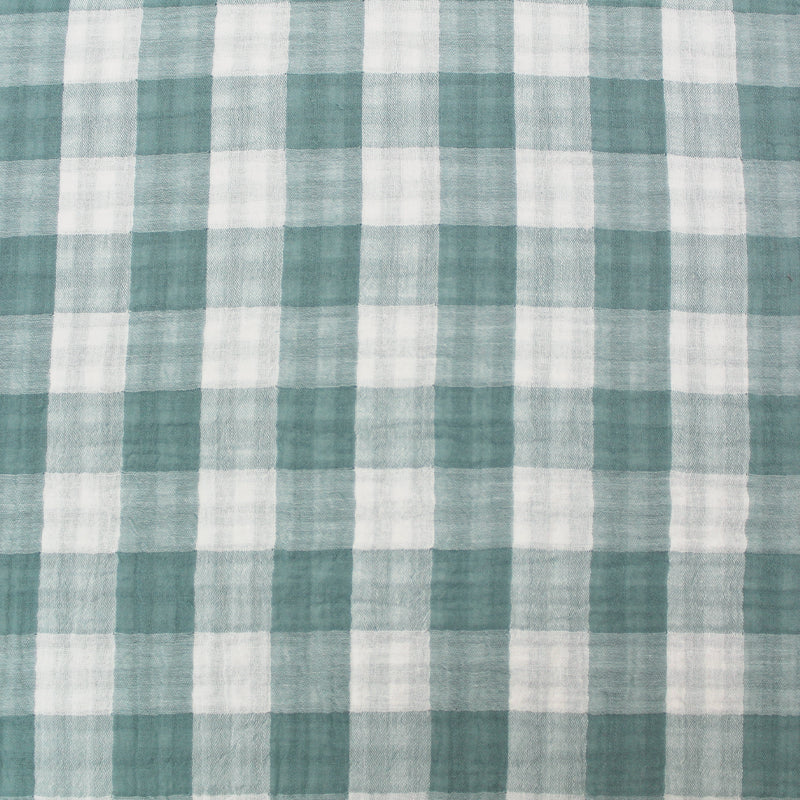 Duck Egg Blue Gingham Double Gauze Fabric