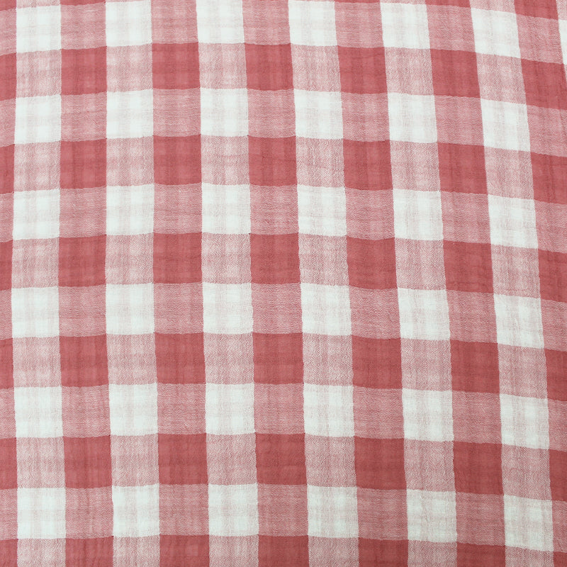 Rose Pink Gingham Double Gauze Fabric