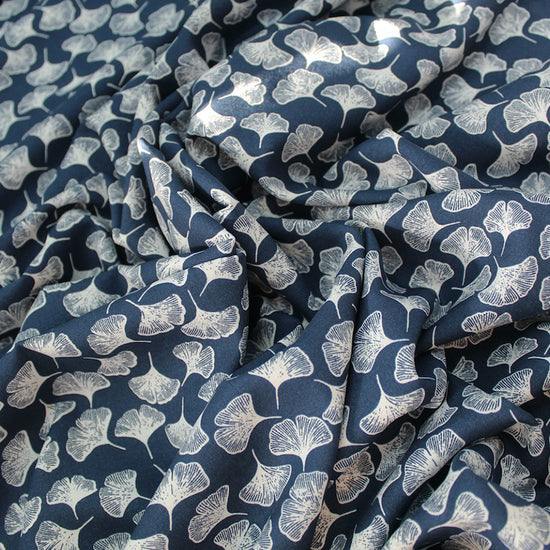 Dressmaking Blue Viscose - Falling Ginkgo – Fabrics Galore