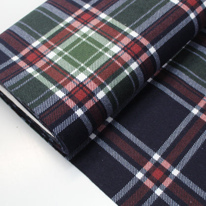 Navy Check Brushed Cotton Fabric