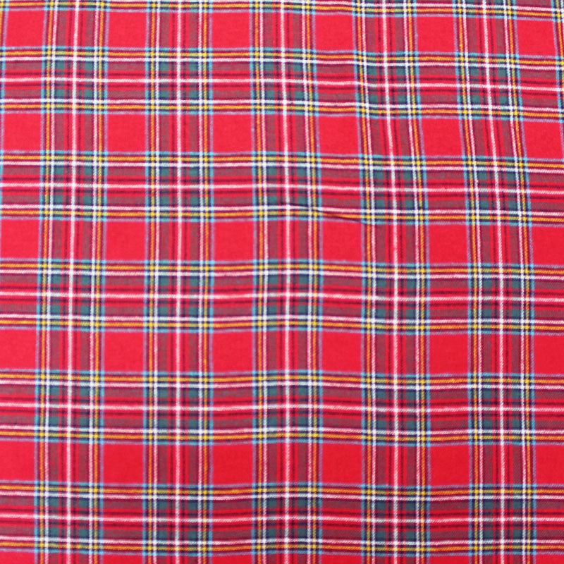 Red Brushed Cotton Check Fabric