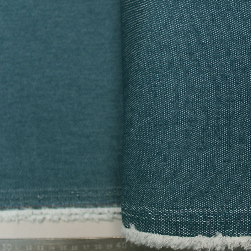 petrol green denim fabric stretch denim