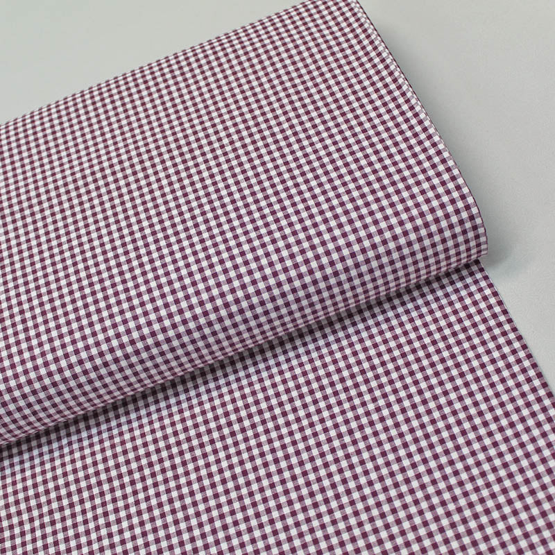 Purple small gingham cotton fabric