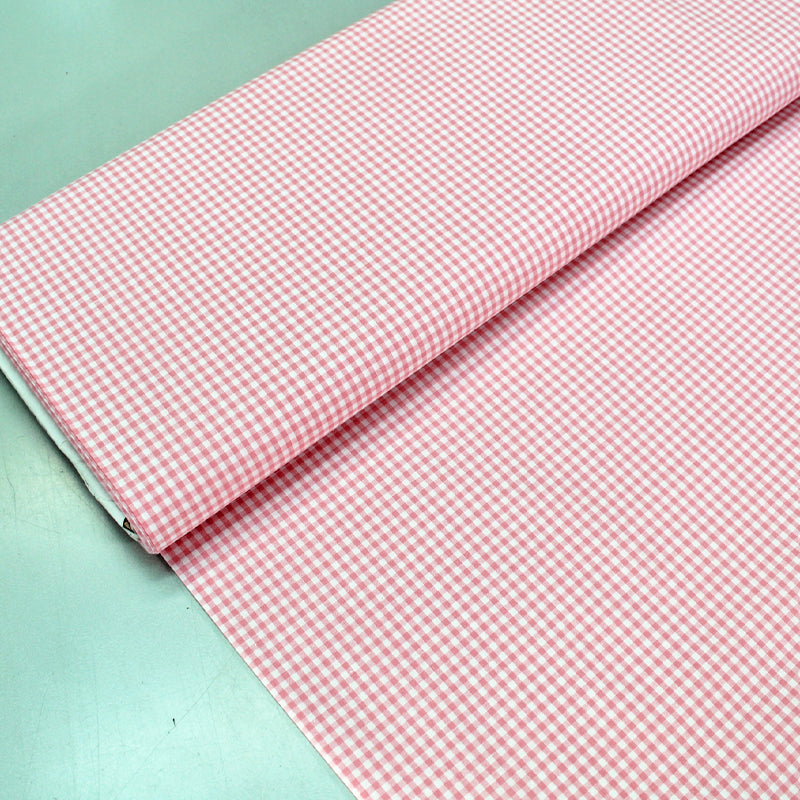 Candy Pink Mini Gingham Fabric