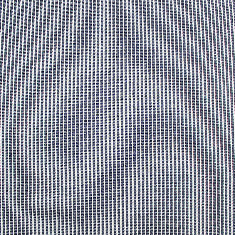 Dressmaking Cotton Denim Hickory Stripe - Denim Blue and White