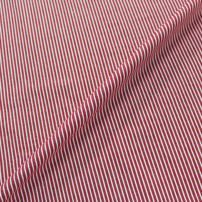 Dressmaking Cotton Denim Hickory Stripe - Red and White