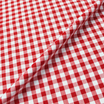 Dressmaking Cotton 9mm Gingham - Wide Width - Red and White