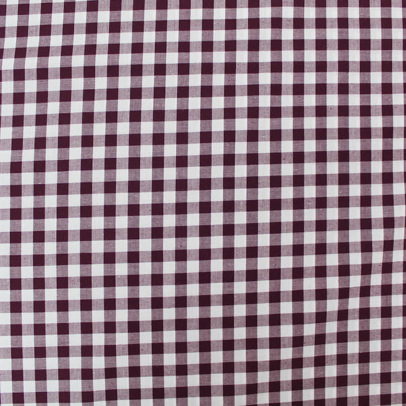 Dressmaking Cotton Gingham - Wide Width - Aubergine and White