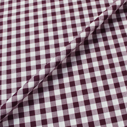 Dressmaking Cotton Gingham - Wide Width - Aubergine and White