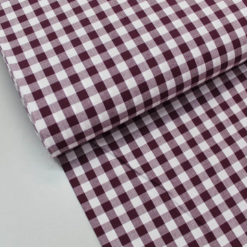 Dressmaking Cotton 9mm Gingham - Wide Width - Mulberry and White