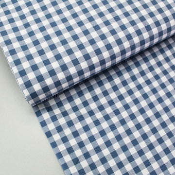 Dressmaking Cotton 9mm Gingham - Wide Width - Denim Blue and White