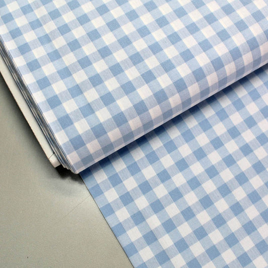 Dressmaking Cotton Gingham - Wide Width - Pale Blue and White
