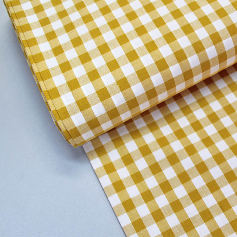 Dressmaking Cotton Gingham - Wide Width - Turmeric and White