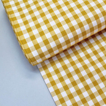Dressmaking Cotton 9mm Gingham - Wide Width - Turmeric and White