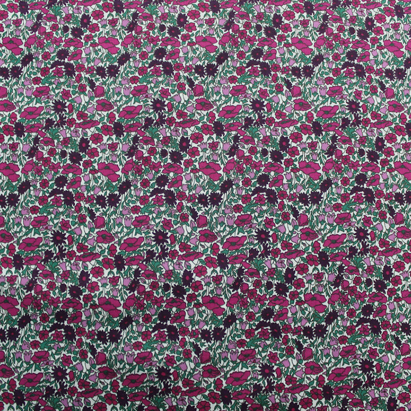 Dressmaking Floral Cotton Lawn - Prune and Blossom - Purple