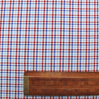Dressmaking Cotton Seersucker Check - Red, White and Blue
