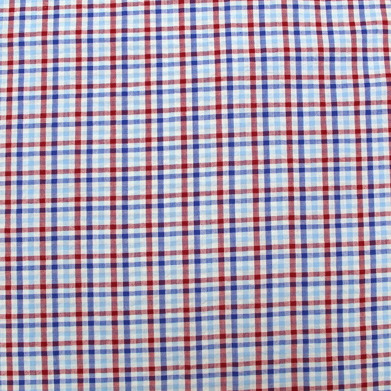Dressmaking Cotton Seersucker Check - Red, White and Blue