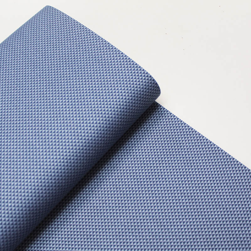 Blue 100% Cotton Dobby Fabric - Triangles 