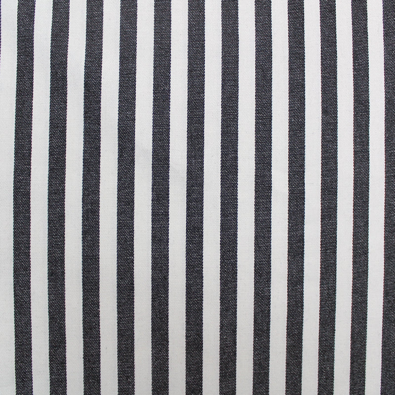 Dressmaking Cotton Twill - Medium Stripe - Charcoal and White