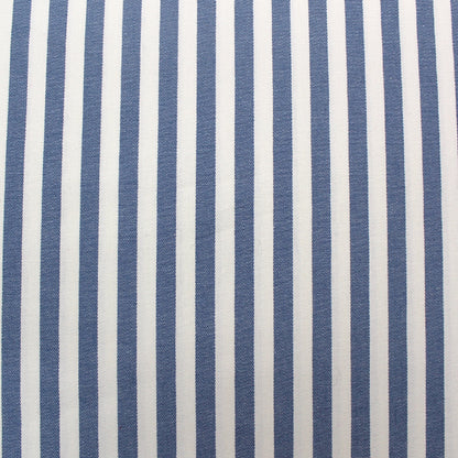 Dressmaking Cotton Twill - Medium Stripe - Denim Blue and White