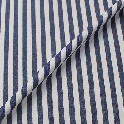Dressmaking Cotton Twill - Medium Stripe - Navy and White