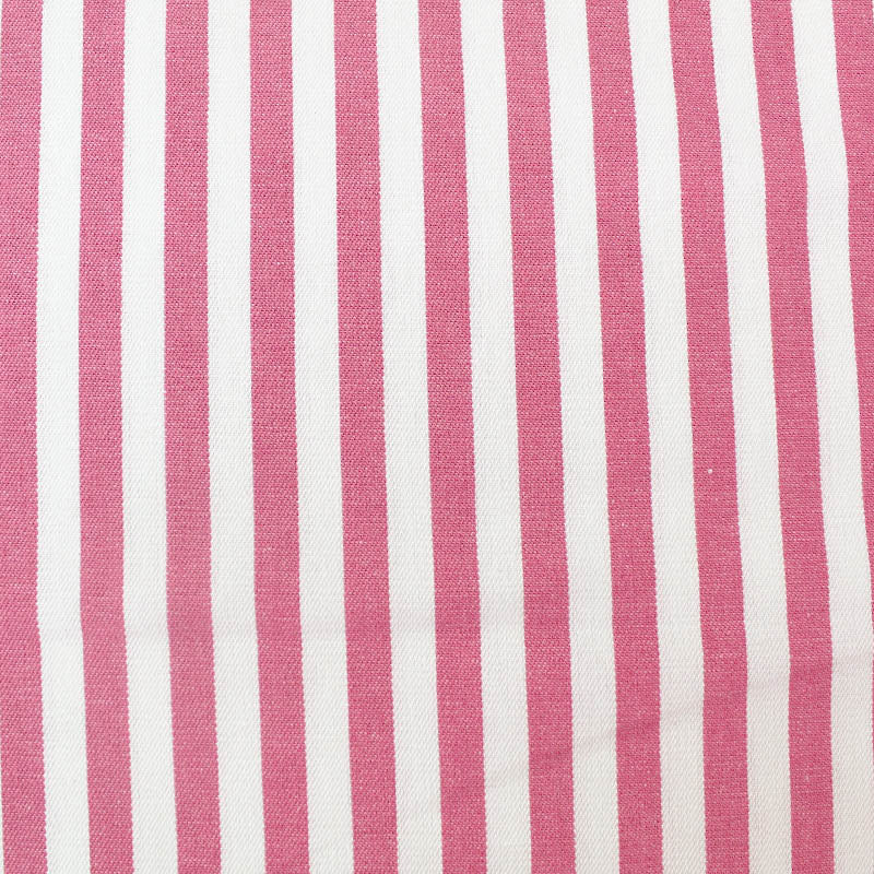 Pink and White Striped Cotton Twill fabric