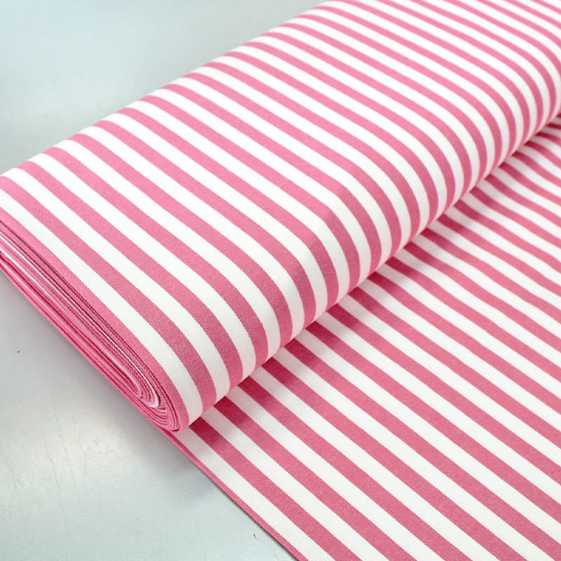 Dressmaking Cotton Twill - Medium Stripe - Pink and White