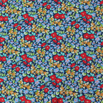 Dressmaking Floral Cotton Lawn - Blue - Edith