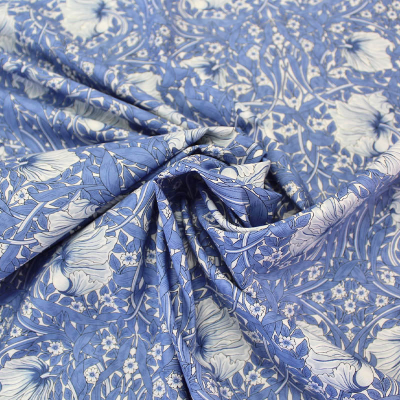 Dressmaking Floral Cotton Lawn - Blue - Rosemary